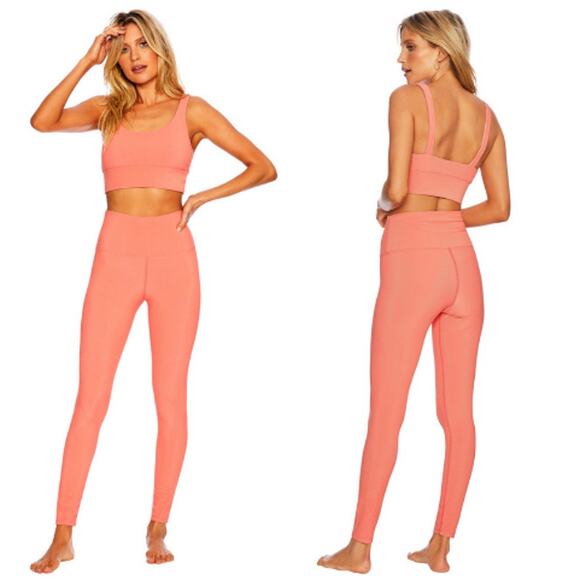 Beach Riot Leah-Ayla Legging Solid Coral Small Summer‎ Yoga Running Workout - Picture 1 of 4